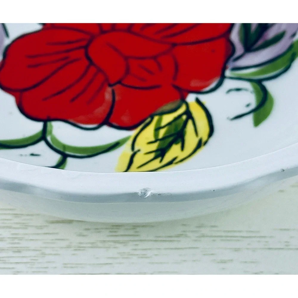 Vintage Japan Floral Bowl Red Rose Ceramic Scalloped Edge Small‎ Dish